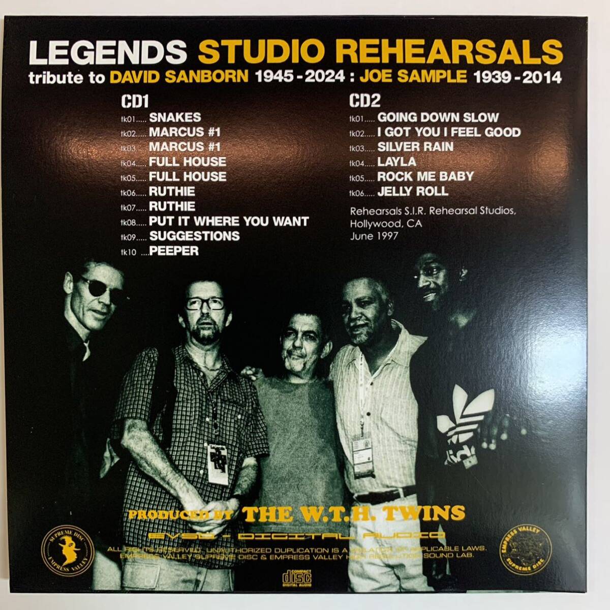 LEGENDS / STUDIO REHERSALS (2CD) Los Angeles 1997 David Sanborn