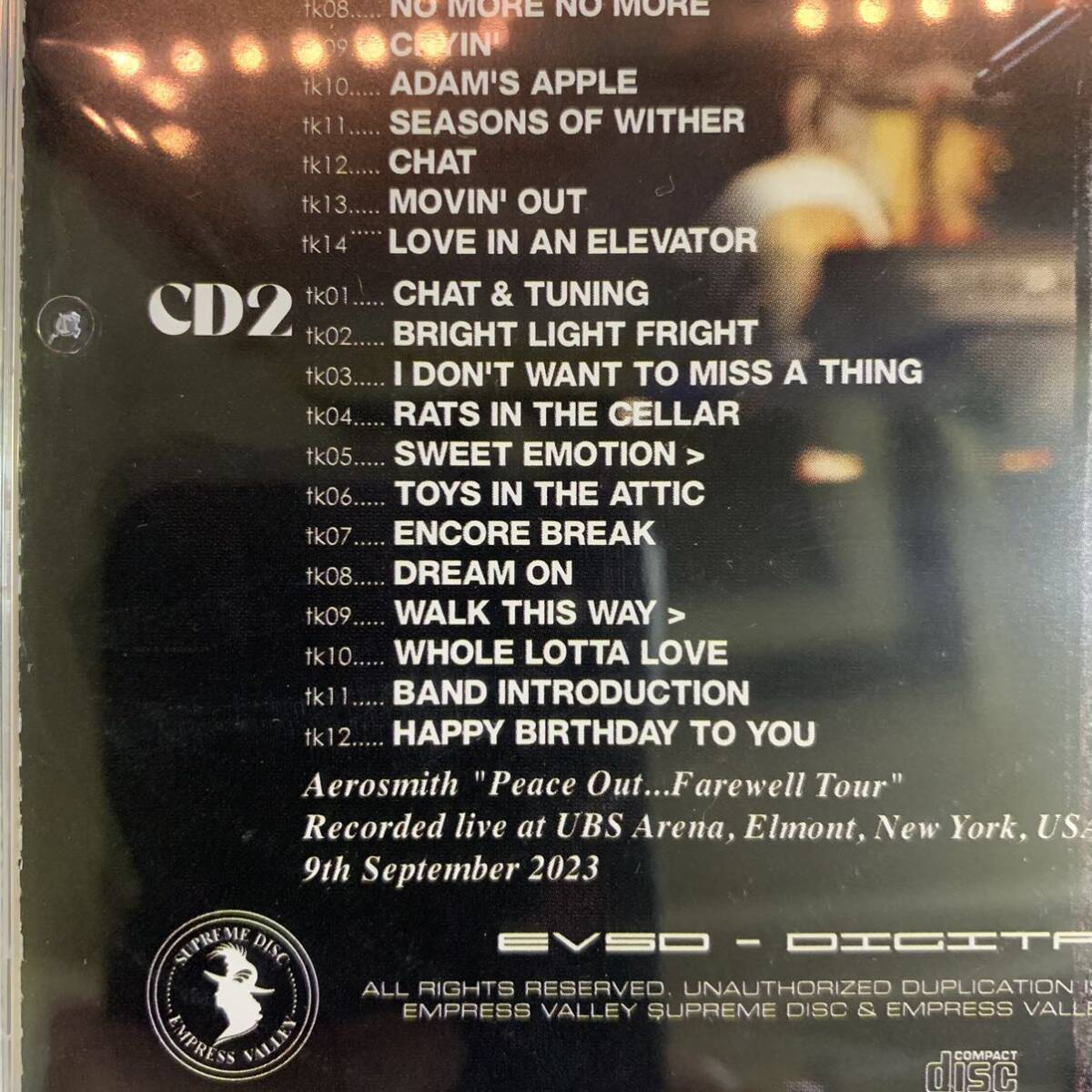 AEROSMITH / THE LAST LIVE SHOW 2CD September 9, 2023 in Elmont