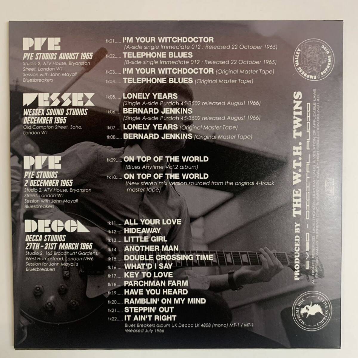 JOHN MAYALL AND BLUESBREAKERS con ERIC CLAPTON / CARA EN VIVO Y CARA DE ESTUDIO (2 CD)