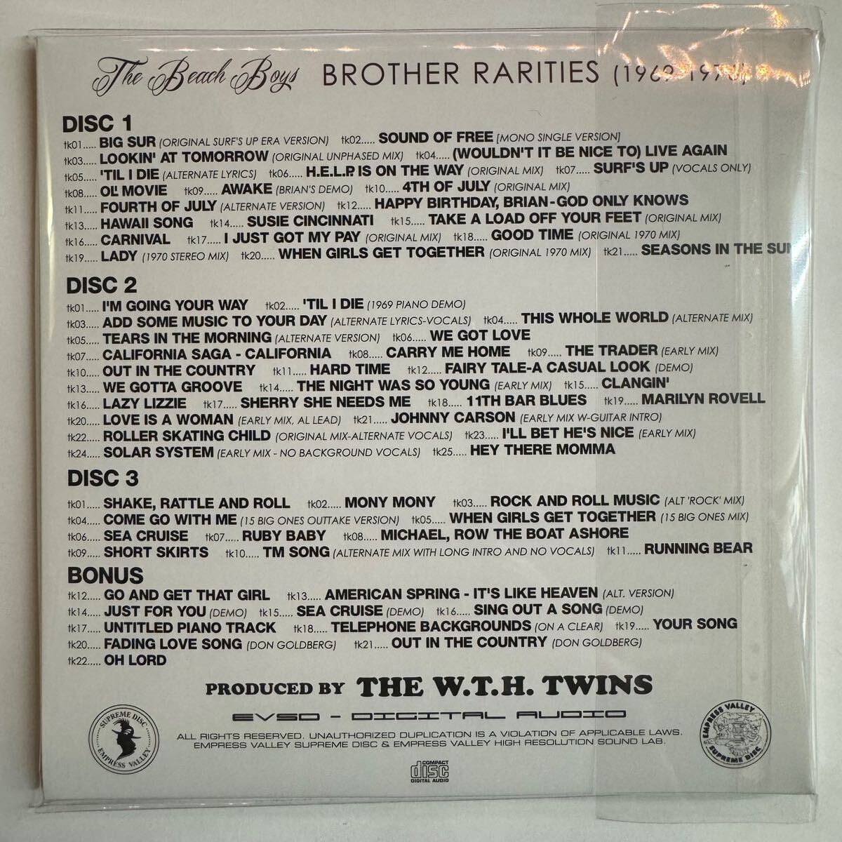 LOS BEACH BOYS / RASURIAS DE BROTHER 1969-1976 (3 CD) Empress Valley