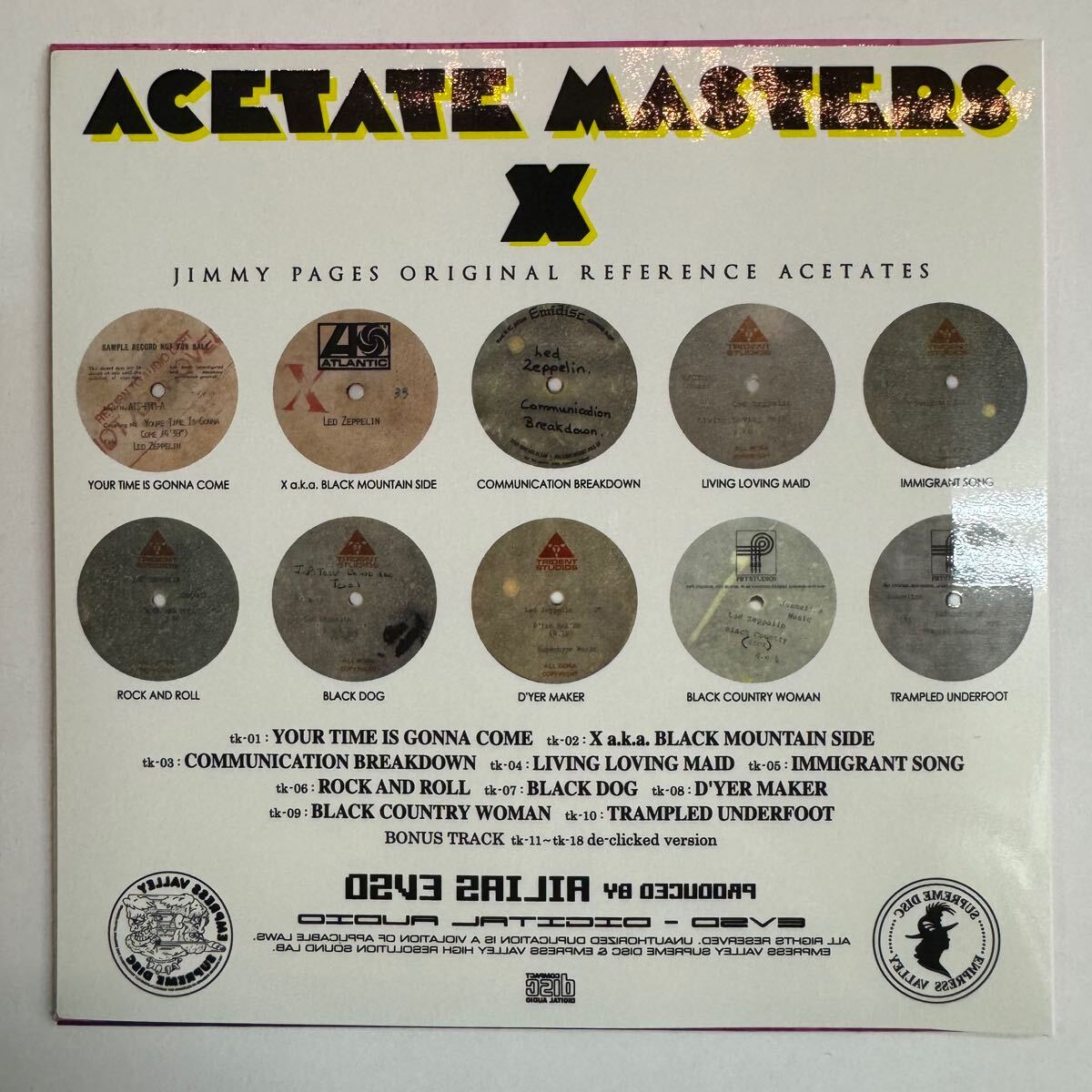 LED ZEPPELIN / X ACETATE MASTERS (1CD) Empress Valley