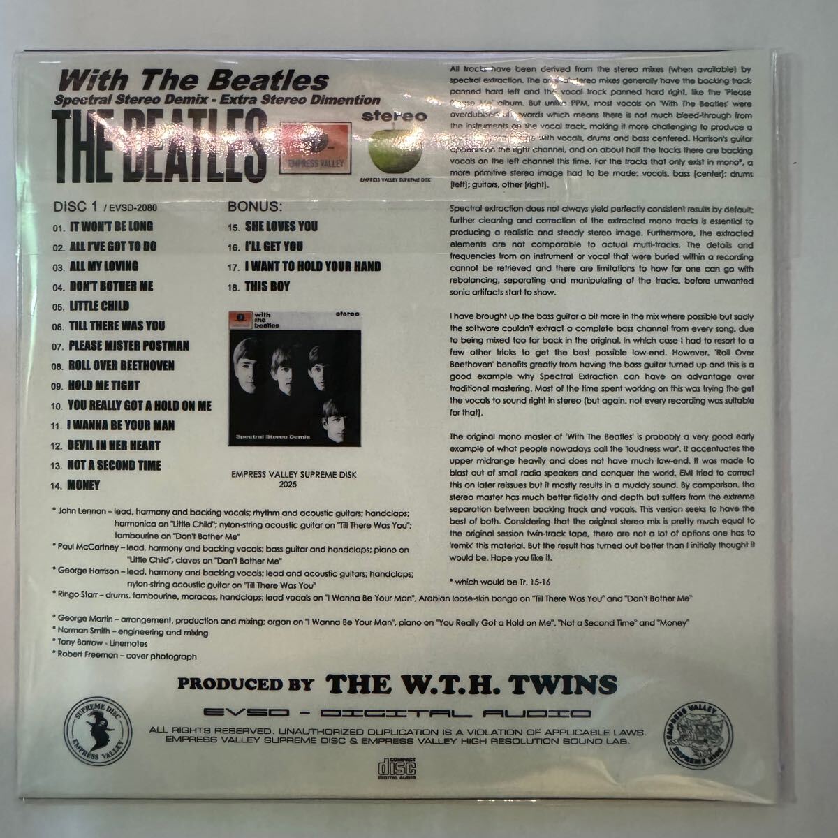 THE BEATLES / WITH THE BEATLES - DEMIX Prof Stoned Version (1CD) Empress Valley Supreme Disk