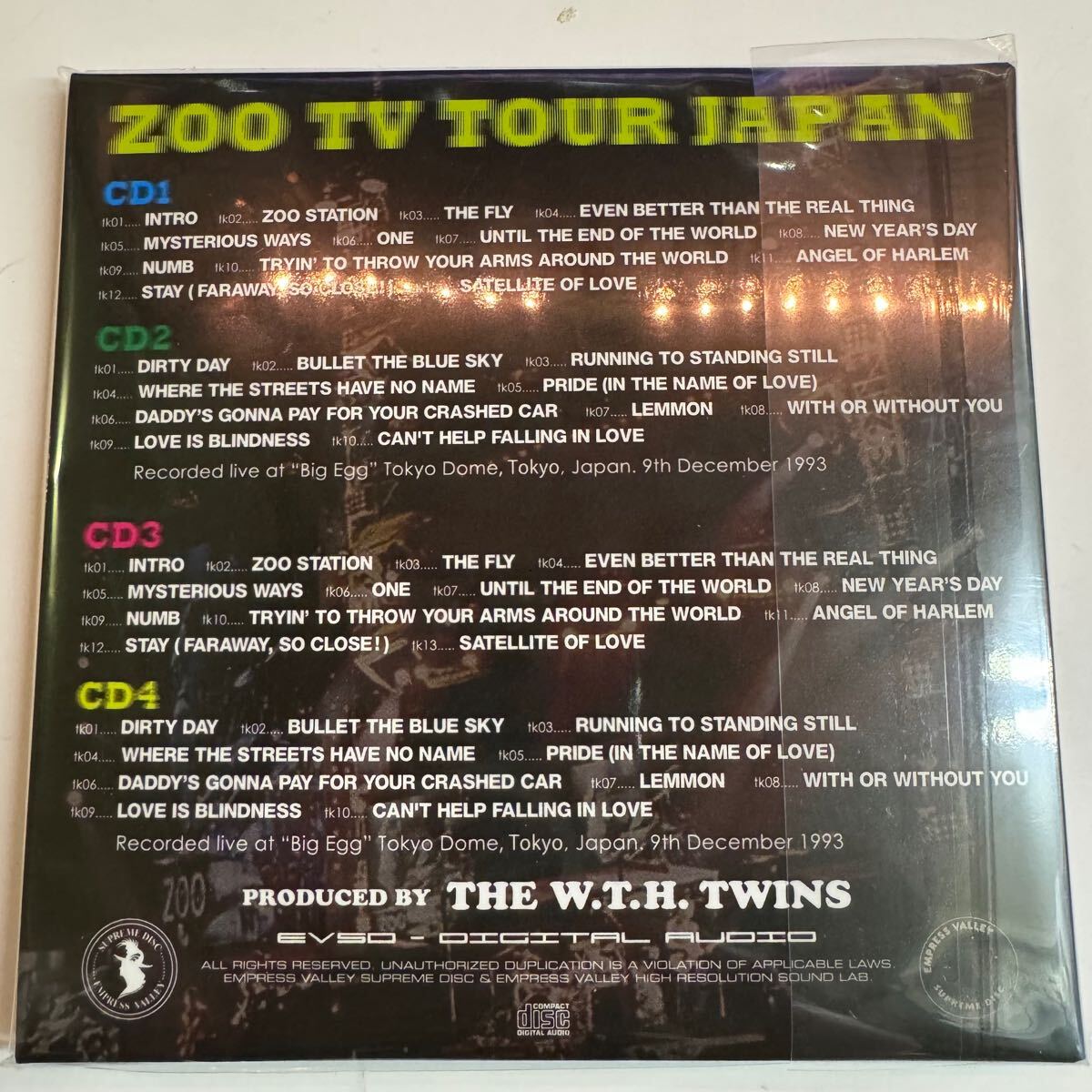 U2 / ZOO TV TOUR TOKYO JAPAN (4CD) Empress Valley