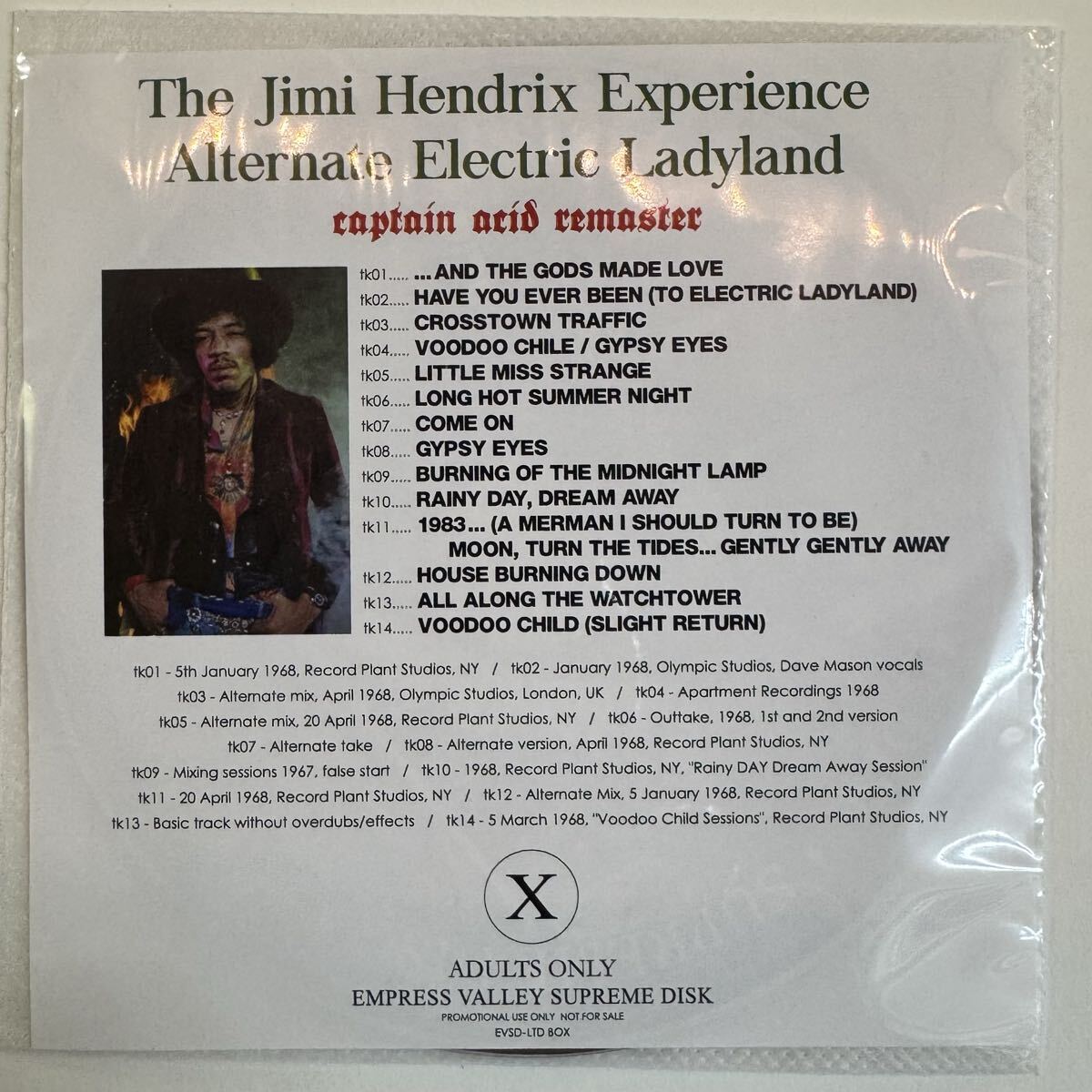 THE JIMI HENDRIX EXPERIENCE / ALTERNATE ELECTRIC LADYLAND (1CD) LP sized cover