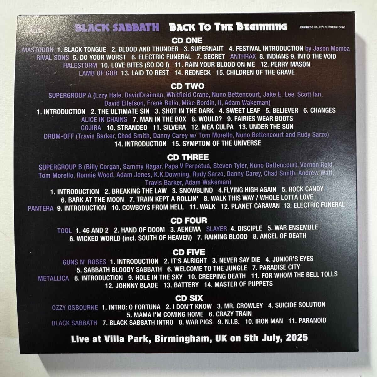 BLACK SABBATH AND FREINDS / BACK TO THE BEGINNING (6CD)