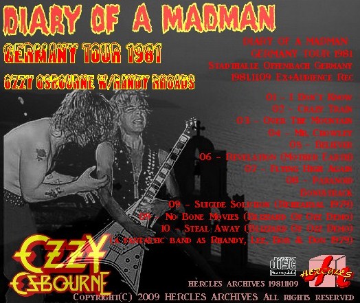 Ozzy Osbourne with Randy Rhoads / DIARY OF A MADMAN GERMANY TOUR 1981 (1CDR)