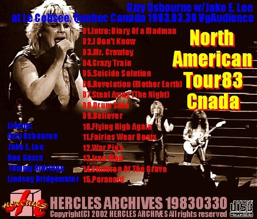 Ozzy Osbourne / Tour nordamericano 83 (1CDR)