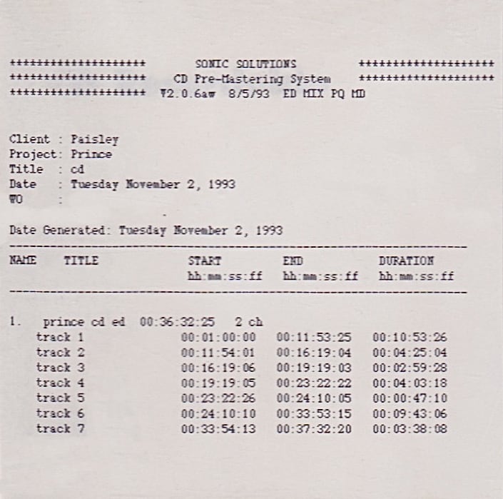 PRINCE / The Undertaker Pre-Master (1CDR)