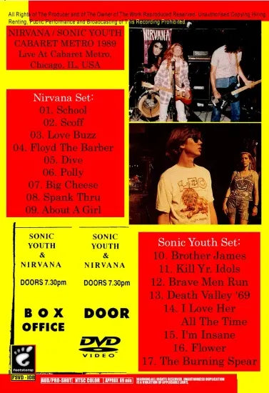 NIRVANA / SONIC YOUTH CABARET METRO 1989 (1DVDR)