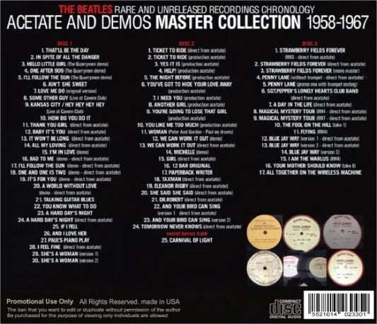 THE BEATLES / ACETATE AND DEMOS MASTER COLLECTION 1958-1967 (3CD)