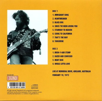 LED ZEPPELIN / LIVE IN ADELAIDE 1972 (2CD) Paper cover