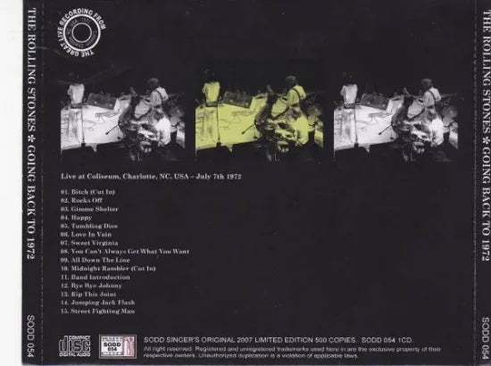 THE ROLLING STONES / GOING BACK TO 1972 (1CD)