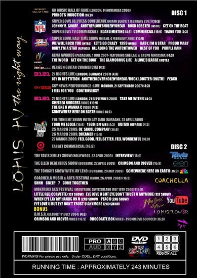 PRINCE / LOTUS TV THE NIGHT WAY 2006-2009 TV APPEARANCES (2DVDR)