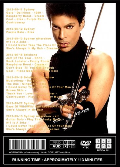 PRINCE / WELCOME 2 AUSTRALIA 2012 COMPILATION (1DVDR)
