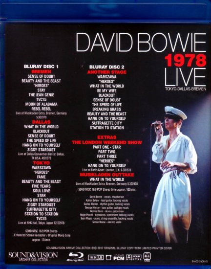 DAVID BOWIE / 1978 LIVE TOKYO DALLAS BREMEN (2BDR)