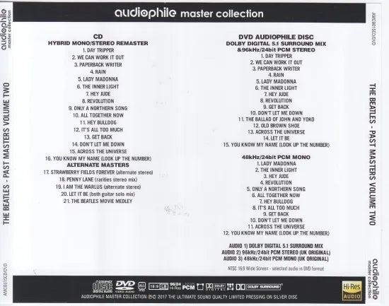 THE BEATLES / PAST MASTERS VOLUME TWO(AUDIOPHILE) (1CD+1DVD)