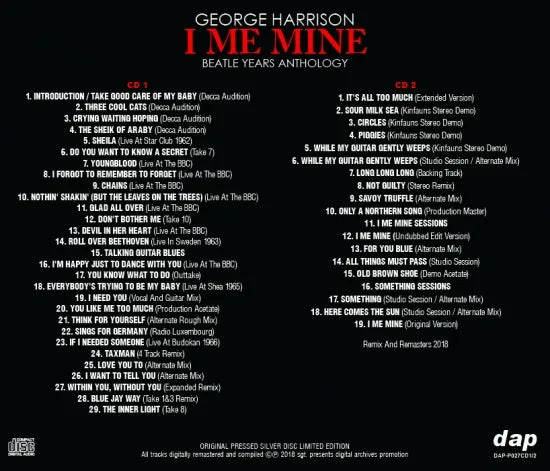 GEORGE HARRISON / I ME MINE BEATLE YEARS ANTHOLOGY (2CD)