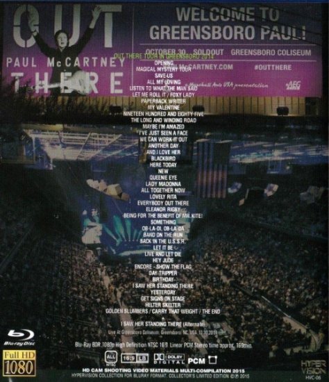 PAUL McCARTNEY/Out There Tour In Greensboro 2014 (1BR)