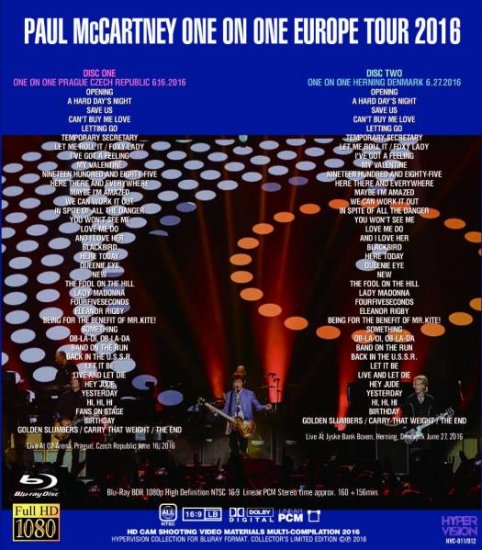 PAUL McCARTNEY / ONE ON ONE EUROPE TOUR 2016 (2BR)