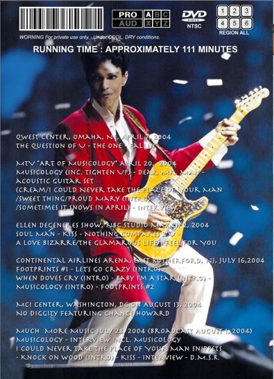 PRINCE / MUSICOLOGY MUSIC 1-3 (3DVDR)