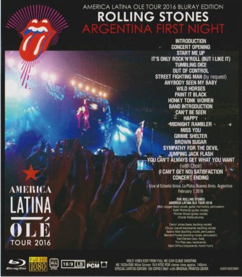 ROLLING STONES / AMERICA LATINA OLE TOUR 2016 ARGENTINA FIRST NIGHT (1BR)