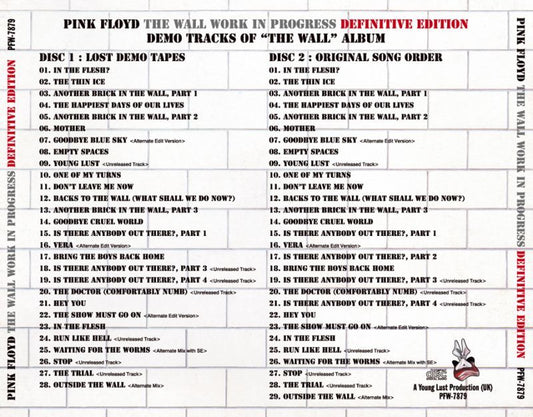 PINK FLOYD / THE WALL WORK IN PROGRESS DEFINITIVE EDITION (2CD)