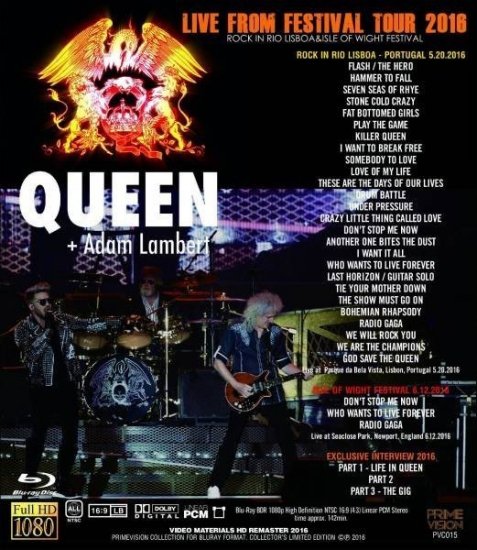 QUEEN+ADAM LAMBERT / LIVE FROM FESTIVAL TOUR 2016 (1BDR)