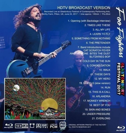 FOO FIGHTERS  / GLASTONBURY FESTIVAL 2017 (1BDR)