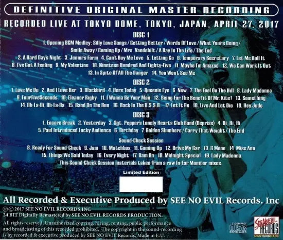 PAUL McCARTNEY / ONE ON ONE JAPAN TOUR 2017 set da 4 esibizioni (13 CD)