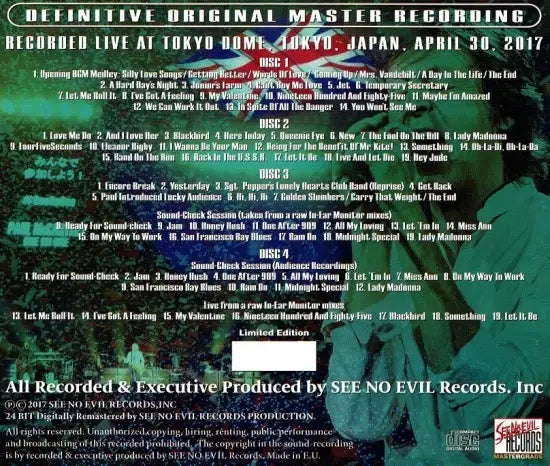 PAUL McCARTNEY / ONE ON ONE JAPAN TOUR 2017 set da 4 esibizioni (13 CD)