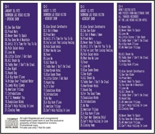 ELVIS PRESLEY /  LIVE AT THE LAS VEGAS HILTON 1972 (4CDR)