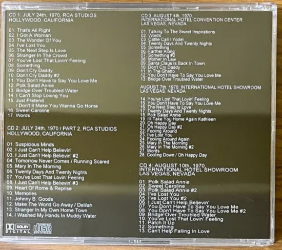 ELVIS PRESLEY / 1970 RCA & INTERNATIONAL HOTEL REHEARSALS & SHOWS (4CDR)