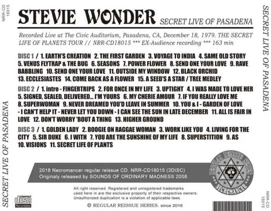 STEVIE WONDER / SECRET LIVE OF PASADENA (3CDR)