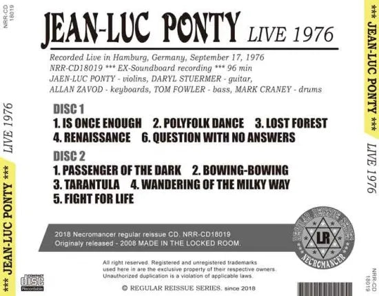 JEAN-LUC PONTY / LIVE 1976 (2CDR)
