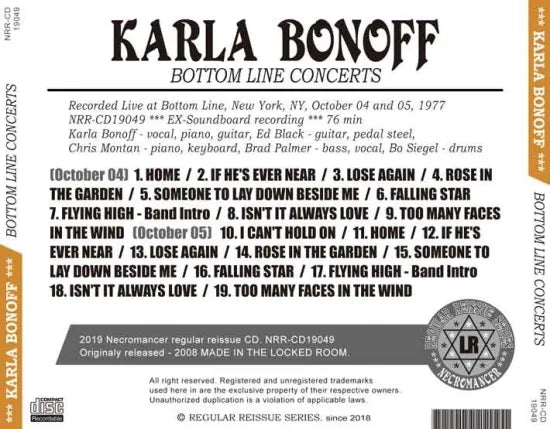 KARLA BONOFF / BOTTOM LINE CONCERTS (1CDR)
