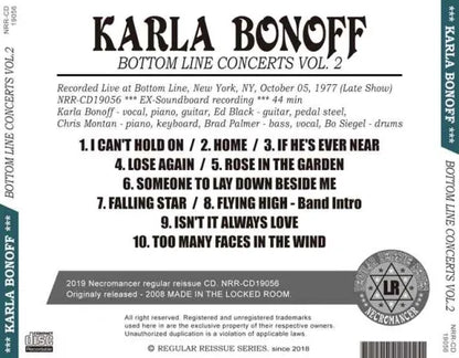 KARLA BONOFF / BOTTOM LINE CONCERTS VOL.2 (1CDR)