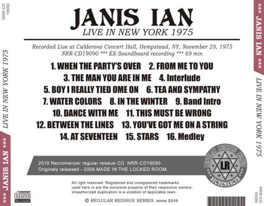JANIS IAN / LIVE IN NEW YORK 1975 (1CDR)