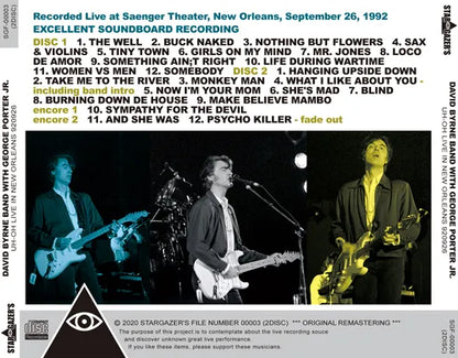 DAVID BYRNE BAND WITH GEORGE PORTER JR. / UH-OH LIVE IN NEW ORLEANS 920926 (2CDR)