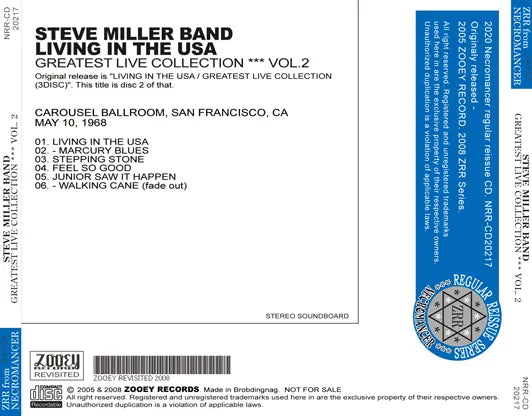 STEVE MILLER BAND / LIVING IN THE USA GREATEST LIVE COLLECTION VOL.2 (1CDR)