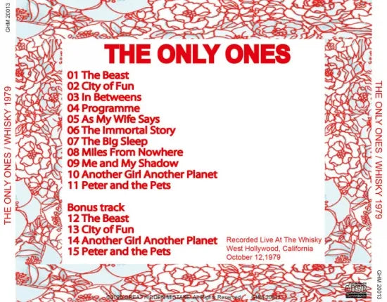 THE ONLY ONES / WHISKY 1979 (1CDR)