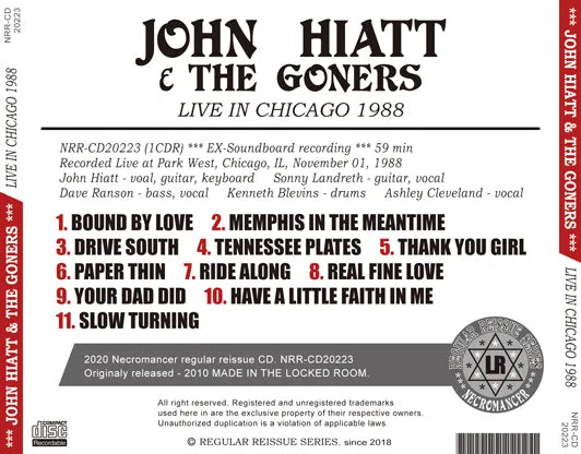 JOHN HIATT & THE GONERS / LIVE IN CHICAGO 1988 (1CDR)