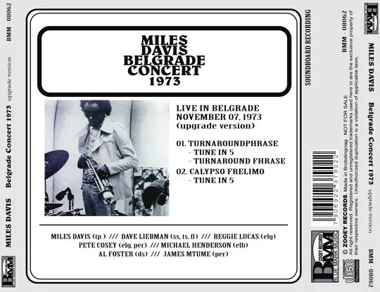 MILES DAVIS / CONCIERTO DE BELGRADO 1973 Versión mejorada SOUNDBOARD (1 CDR)