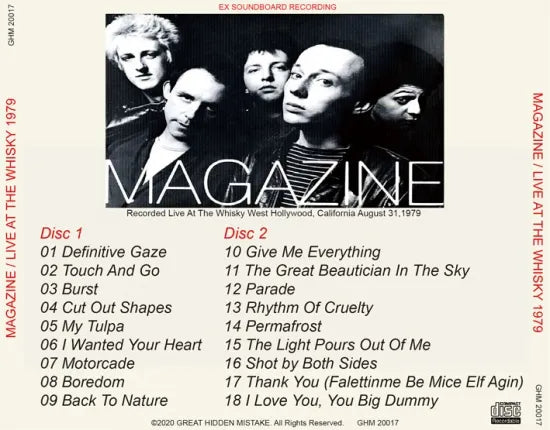 MAGAZINE / LIVE AT THE WHISKY 1979 (2CDR)