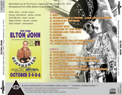 ELTON JOHN / BRUSHED MIKE MILLARD TAPE LIVE AT THE FORUM OCT. 05 1974 (2CDR)