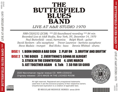 THE BUTTERFIELD BLUES BAND / LIVE AT A&R STUDIO 1970 (2CDR)