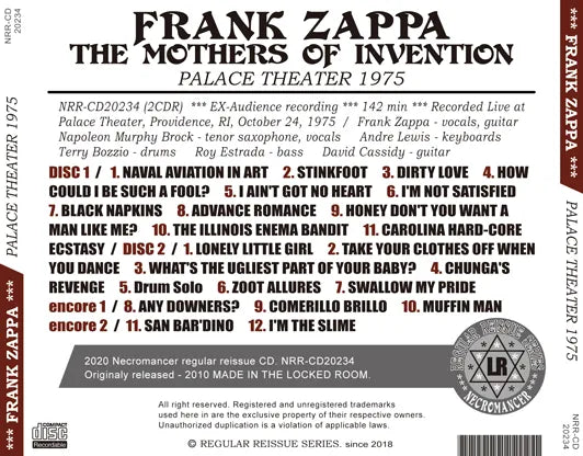 FRANK ZAPPA AND THE MOTHERS OF INVENTION / PALACE THEATER 1975 (2CDR)