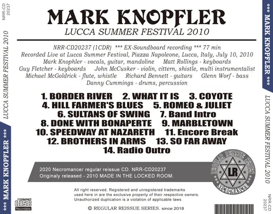 MARK KNOPFLER / LUCCA SUMMER FESTIVAL 2010 (1CDR)