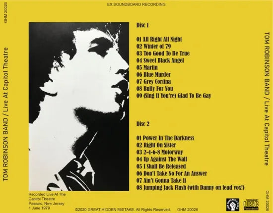 TOM ROBINSON BAND / Live At The Capitol Theatre (2CDR)