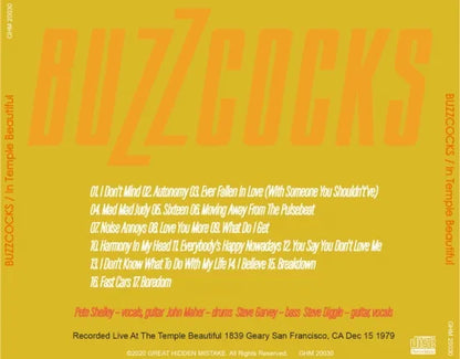 BUZZCOCKS / In Temple Beautiful (1CDR)