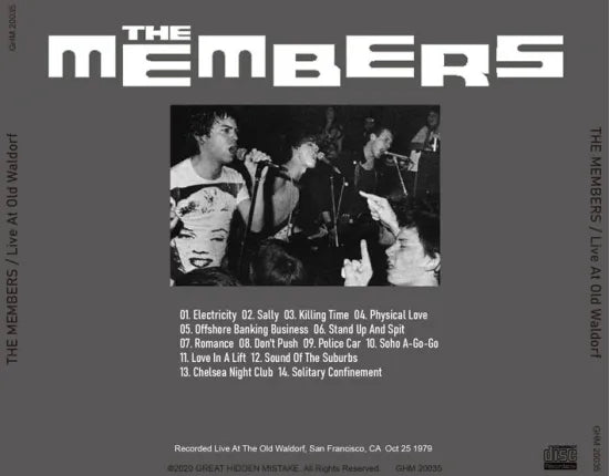THE MEMBERS / Live At Waldorf (1CDR)